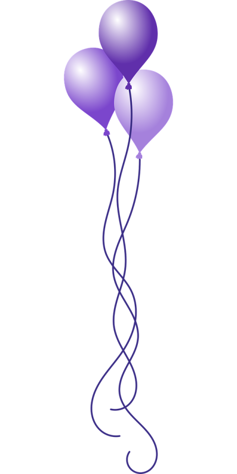 a bunch of purple balloons