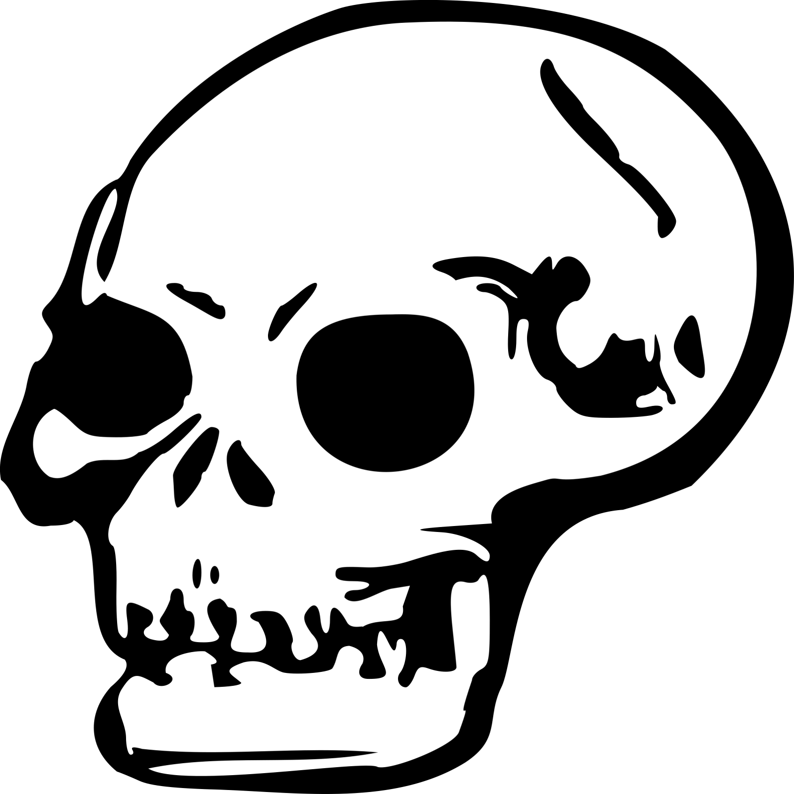 a black and white image of a skull