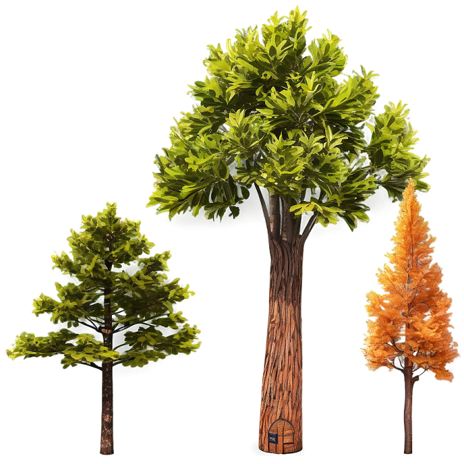 three different types of trees