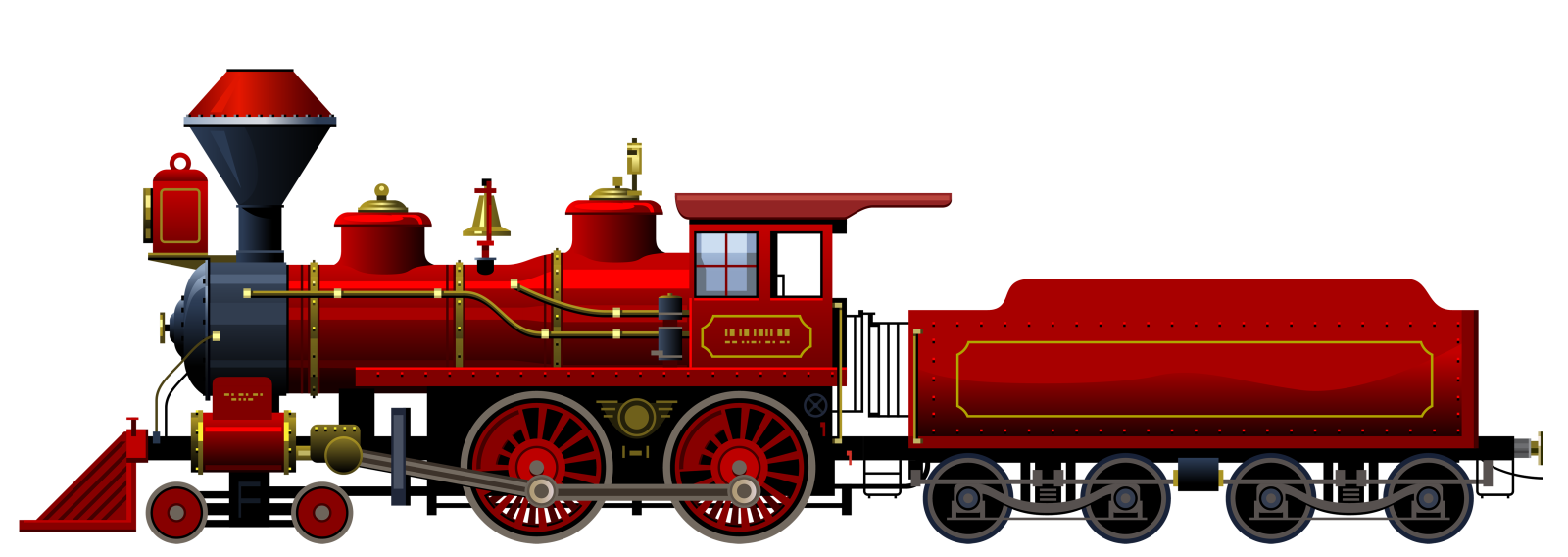 a red and black train on a white background