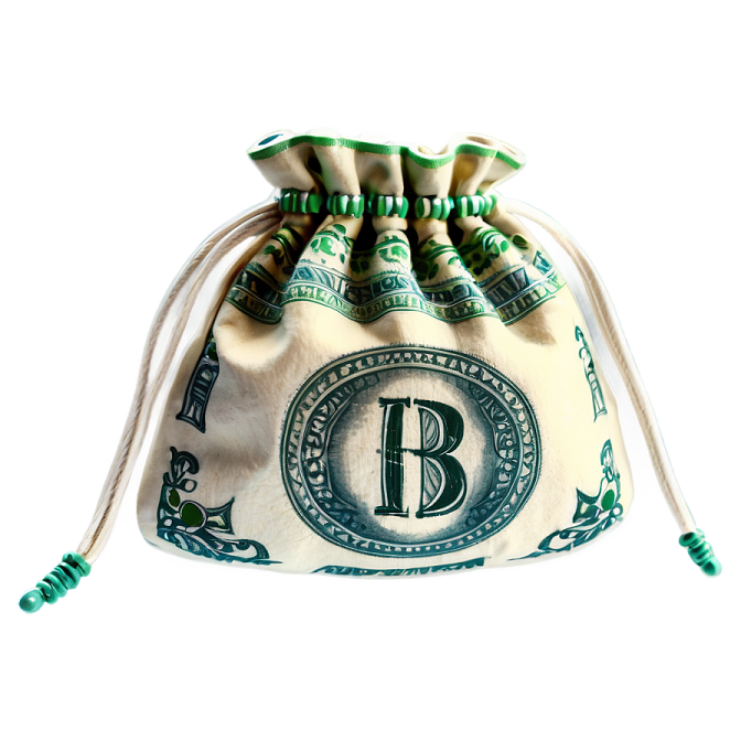 a money bag with the letter b on it