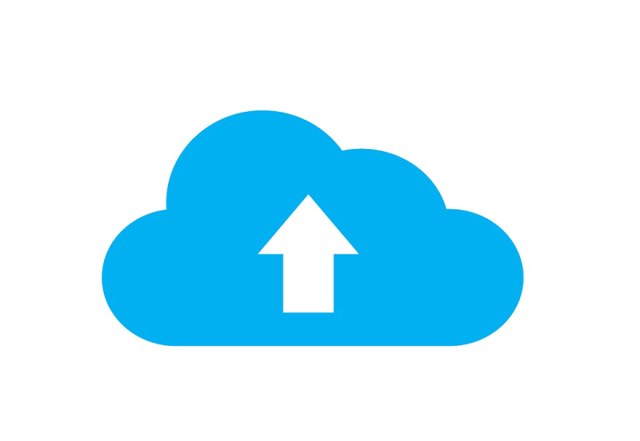 a blue cloud with an arrow pointing up