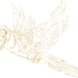 a drawing of a bird with wings