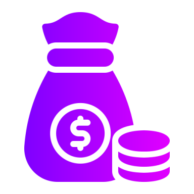 a bag of money and coins
