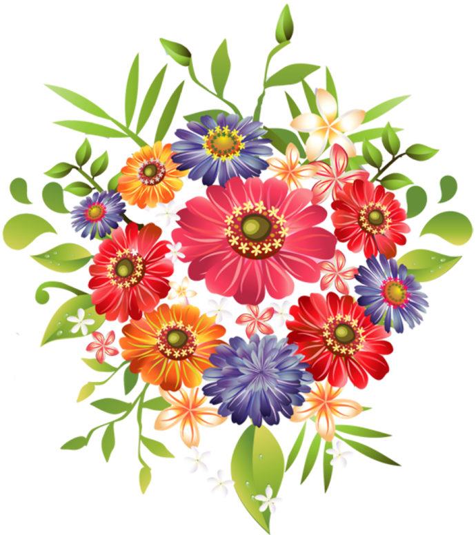 a bunch of flowers with green leaves