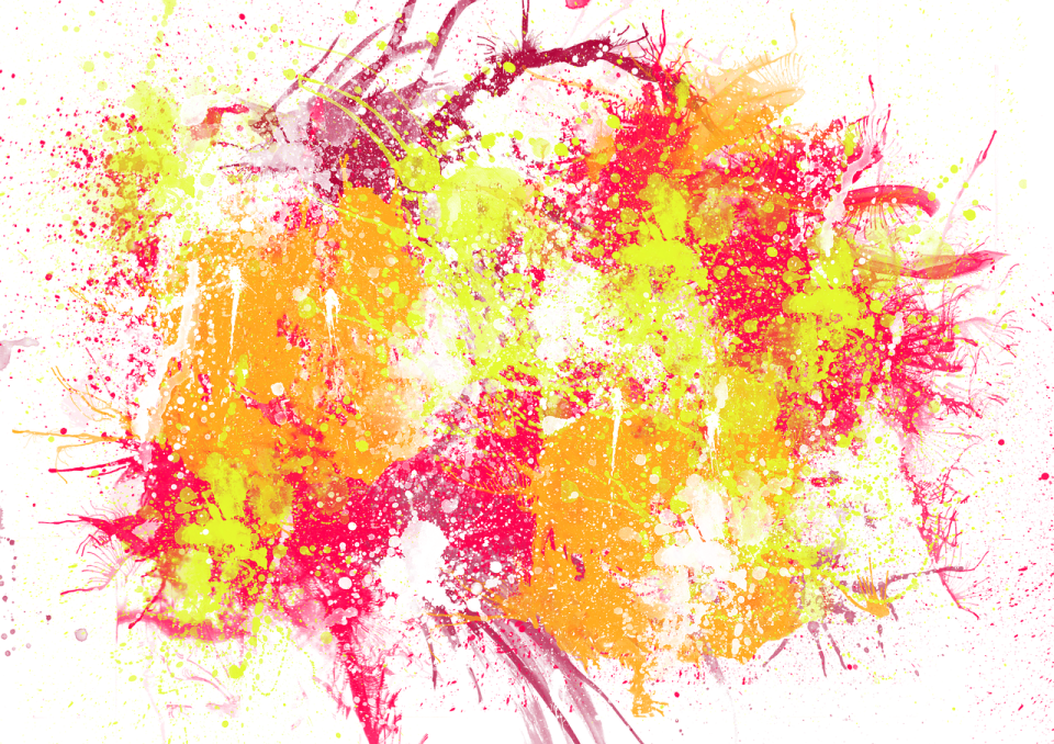 colorful paint splats on white background