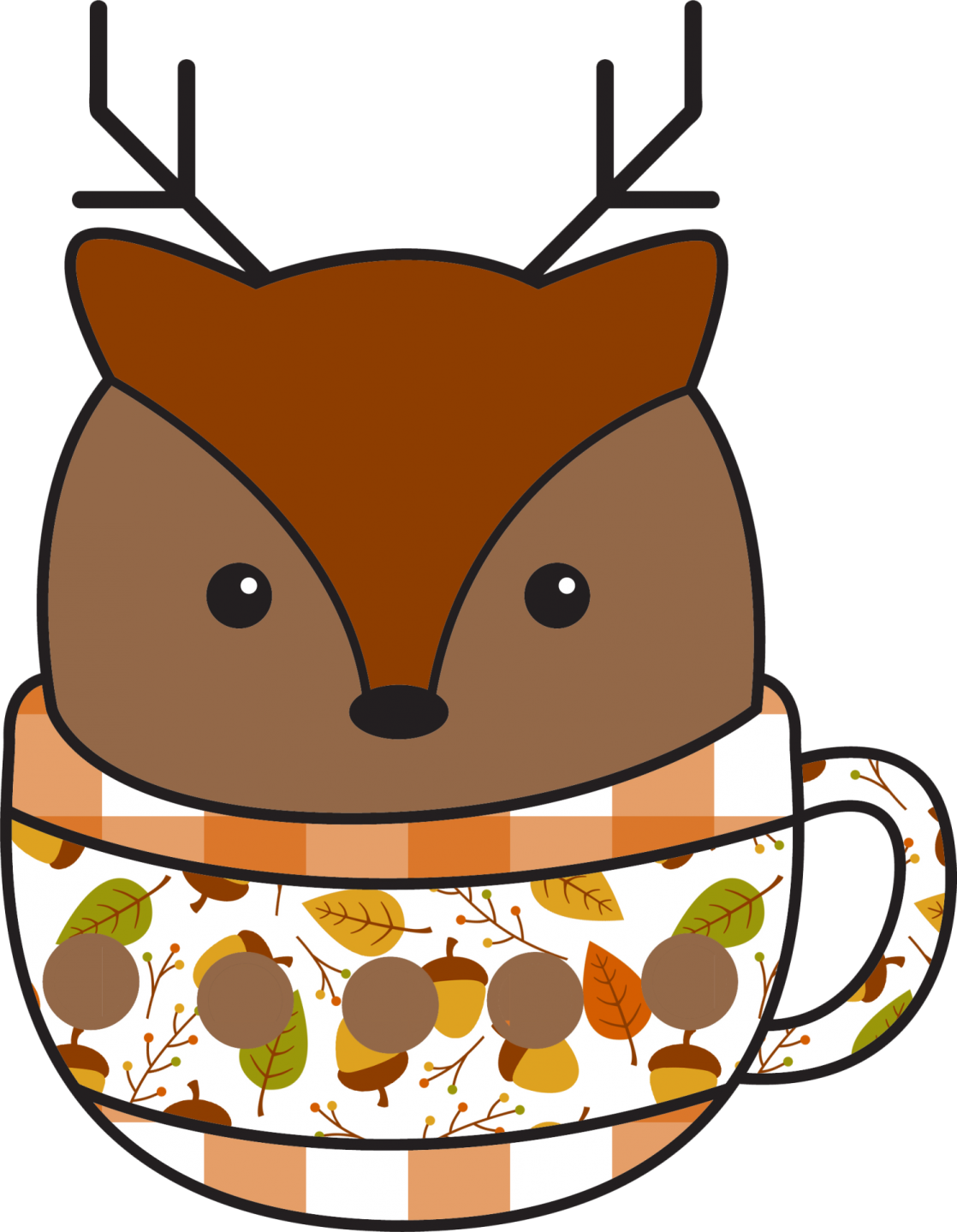 an illustration of a deer in a cup