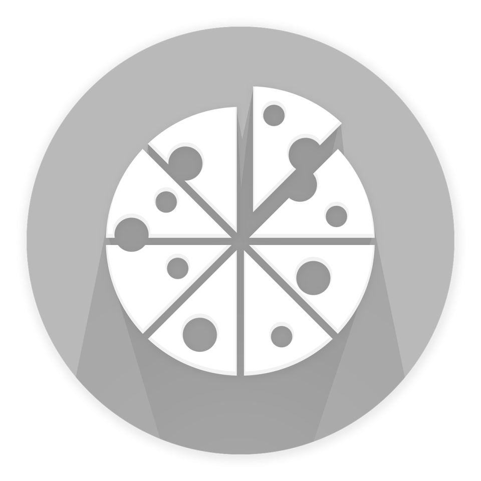pizza flat icon with long shadow on white background