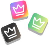 three square icons with crowns on them