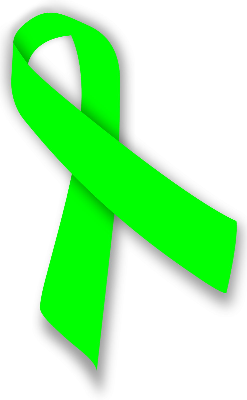 a green ribbon on a white background