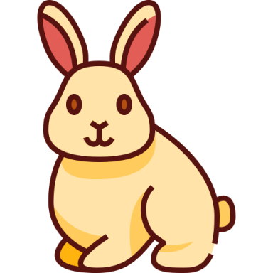 a cartoon rabbit sitting on the ground