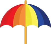 an umbrella with the colors of a rainbow