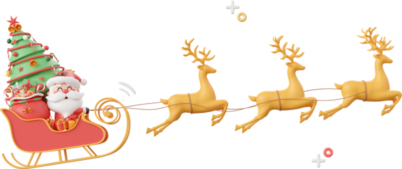 santa and his reindeer sleiing