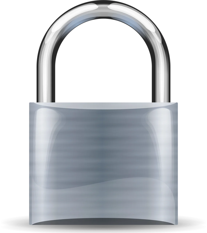 a silver padlock on a white background