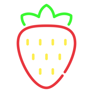 a strawberry with green and red stripes