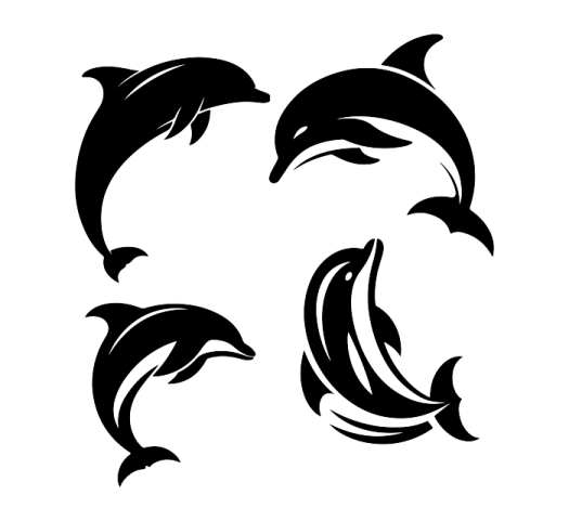 a set of dolphins silhouettes