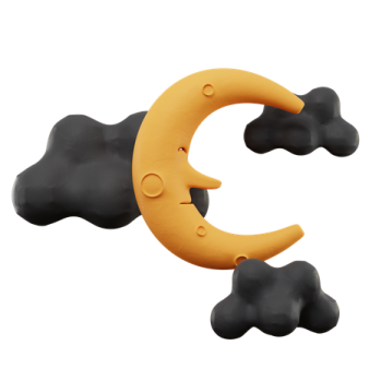 a pair of black and yellow moon shaped teeth