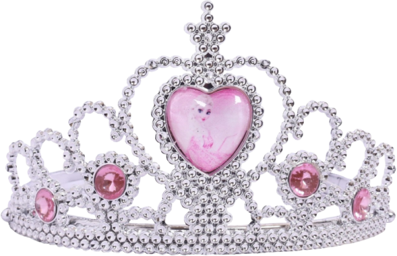 a pink heart shaped crown with crystals on it