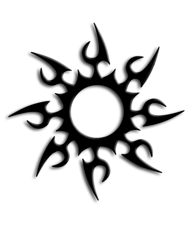 a black and white image of a sun