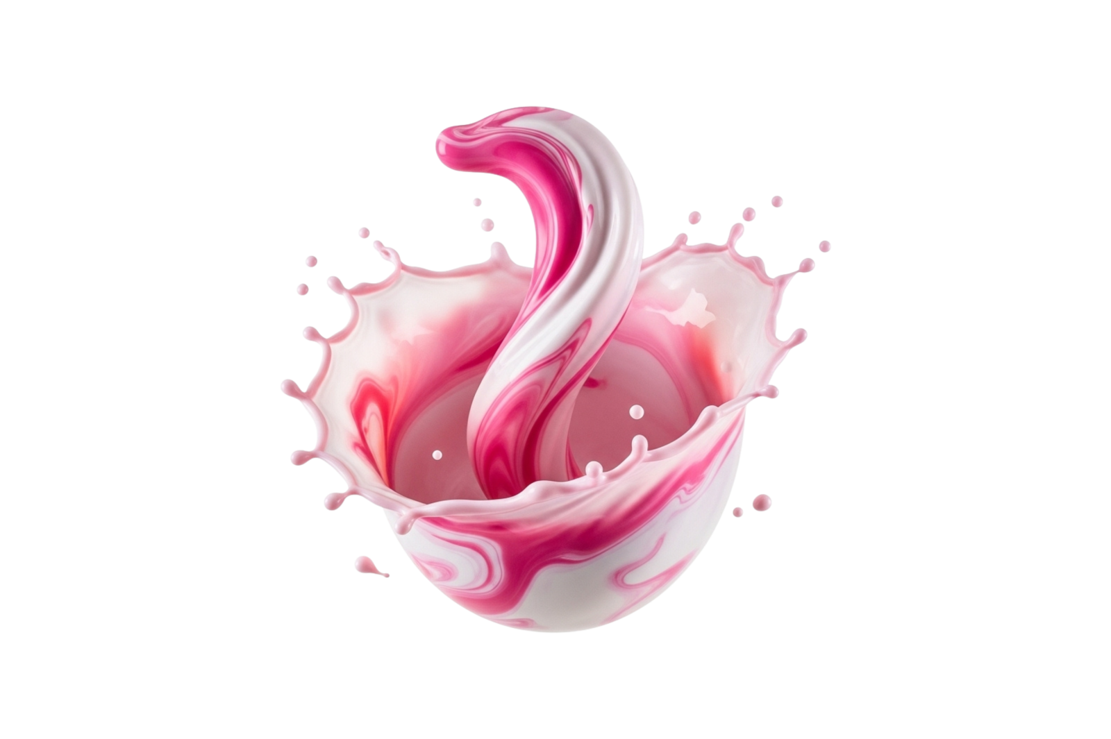 a pink and white liquid splash on a white background
