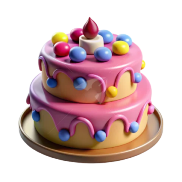 a cake with pink frosting and colorful candis