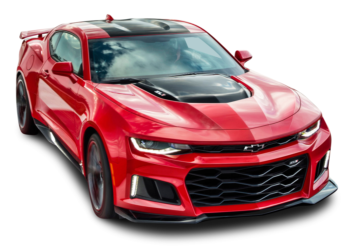 a red chevrolet camaro on a white background