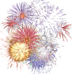 a bunch of colorful fireworks on a white background