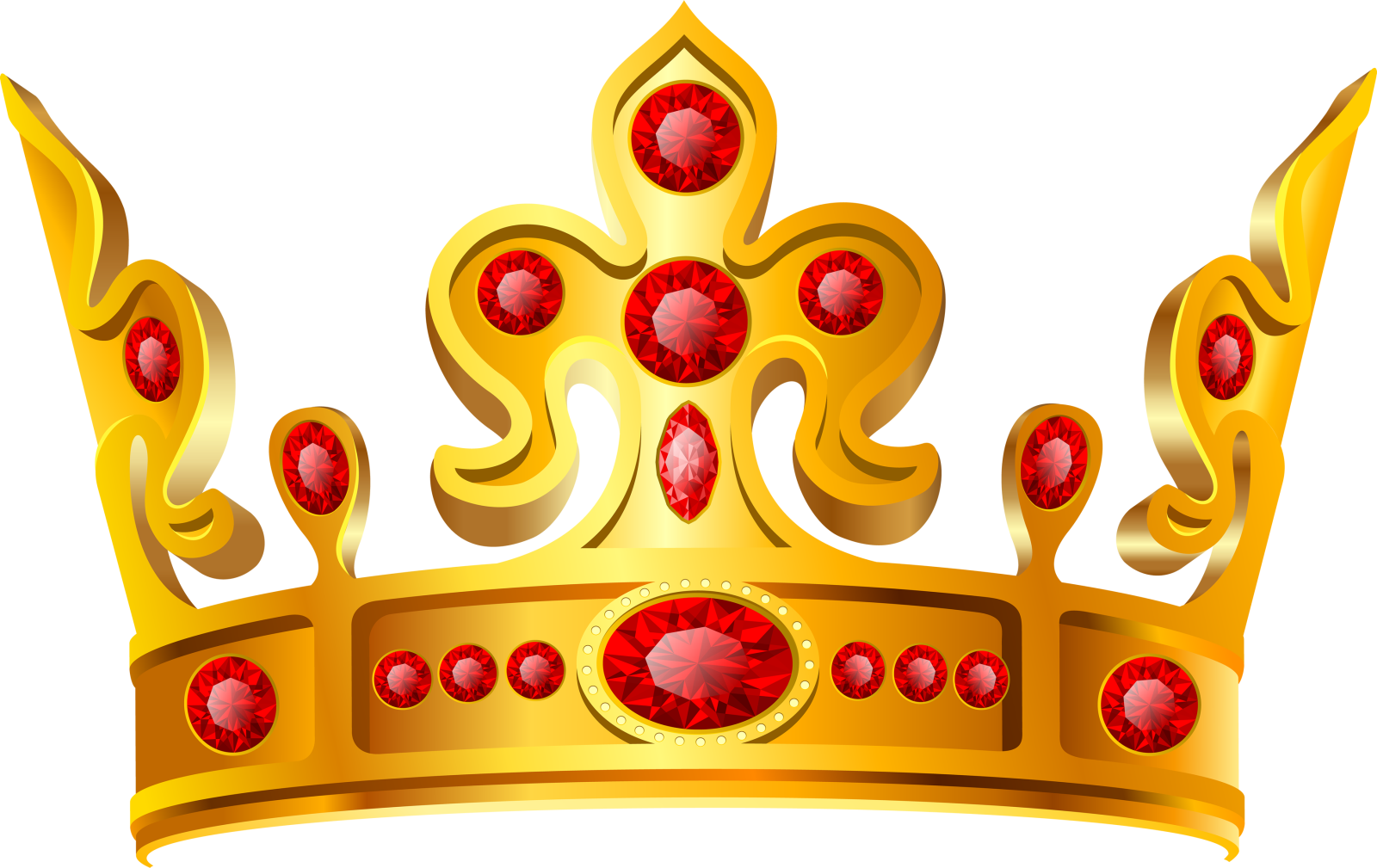 a gold crown with red stones