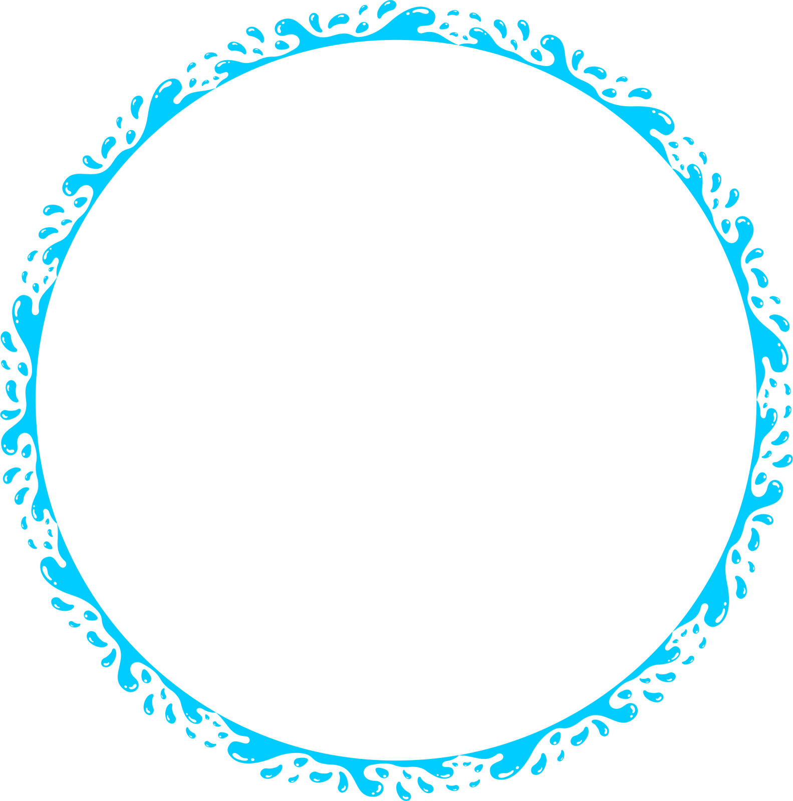 a circular frame with blue flowers and leaves