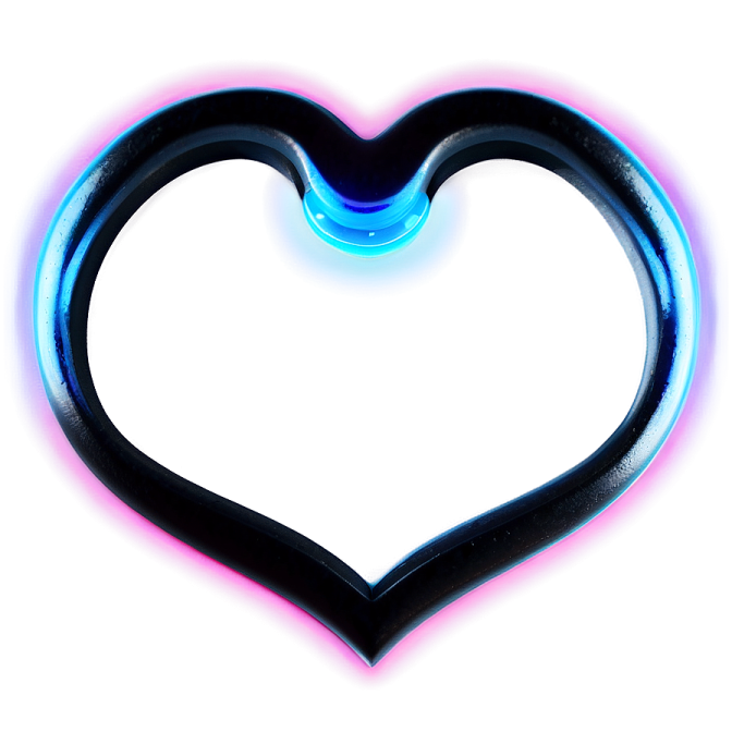 a black heart with blue and pink lights