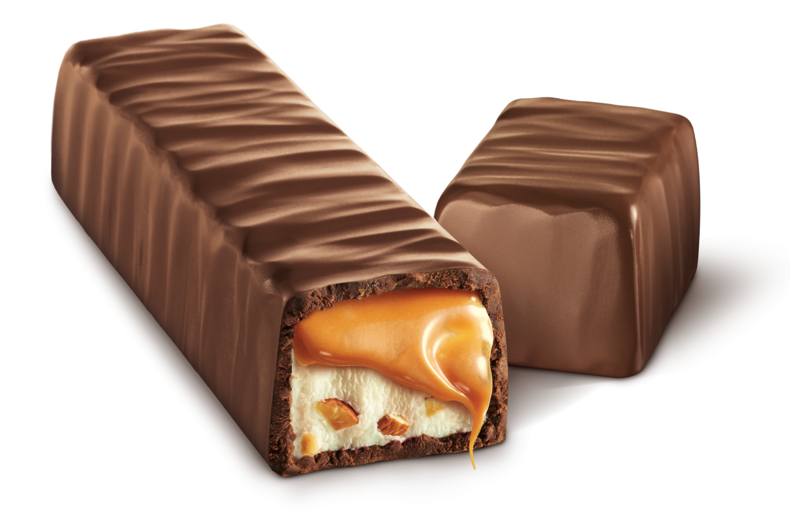 a chocolate bar with an ice cream on top
