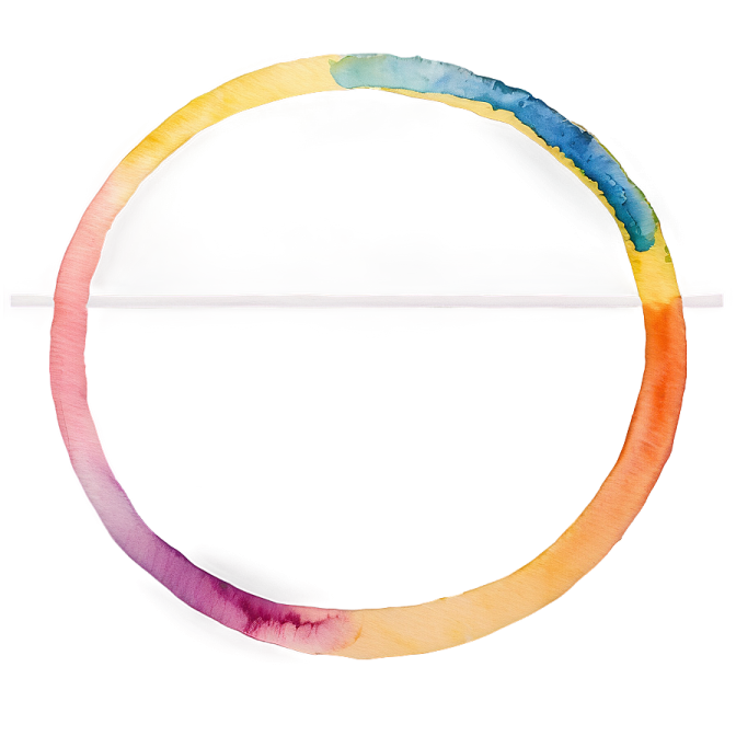 a circular painted with watercolors on a white background