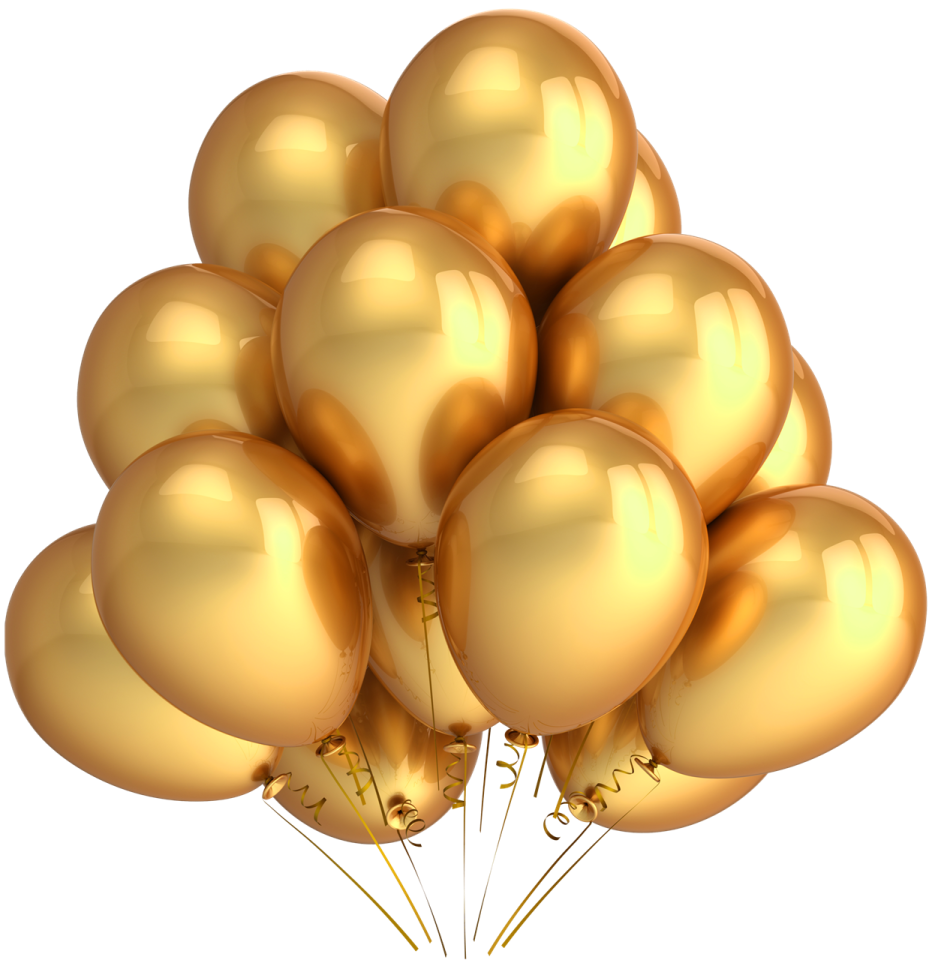 a bunch of gold balloons