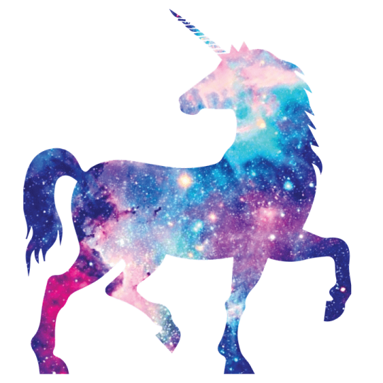 a silhouette of a unicorn with galaxy in the background