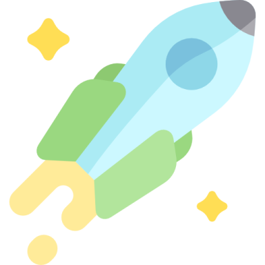 an illustration of a rocket in the sky