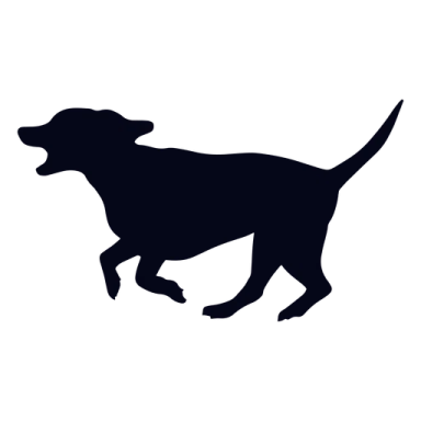 a black and white silhouette of a dog