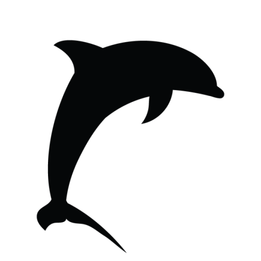 a black and white silhouette of a dolphin