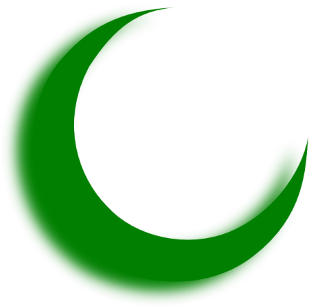 a green crescent with a white background
