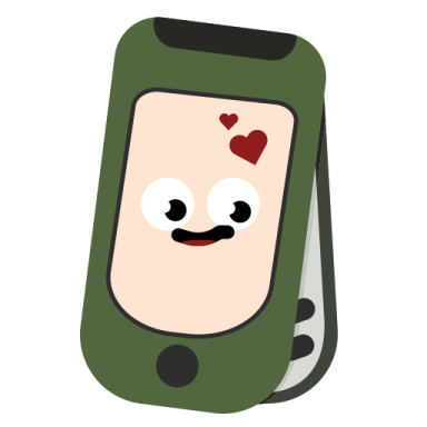 a green phone with a heart on it