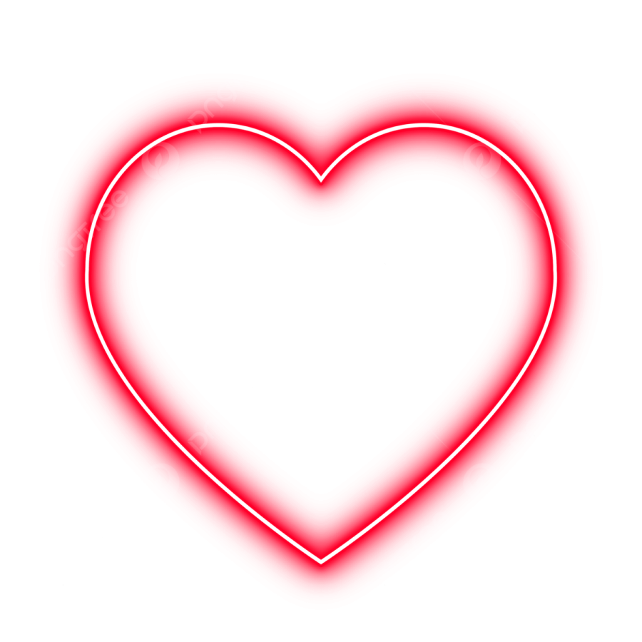 a red neon heart on a white background