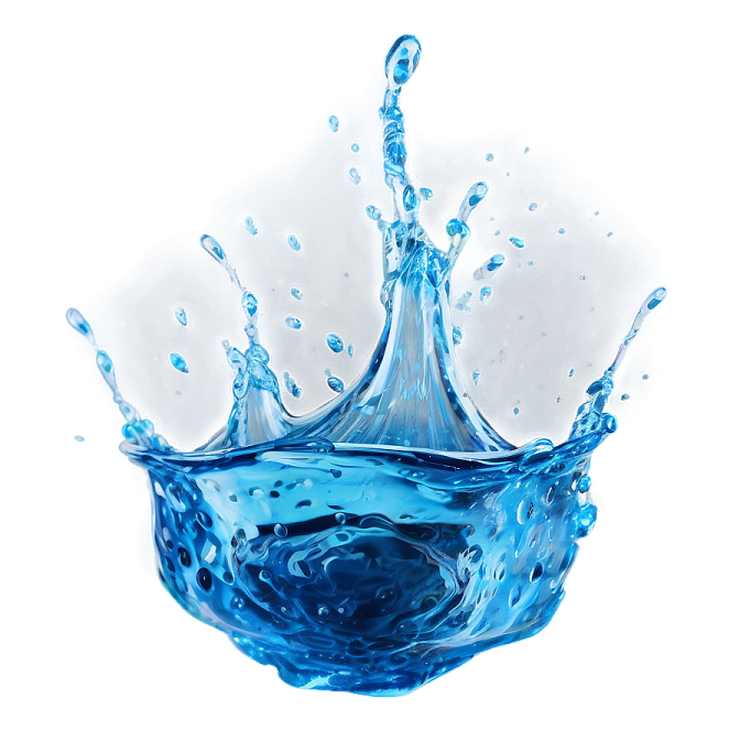 a blue water splash on a white background