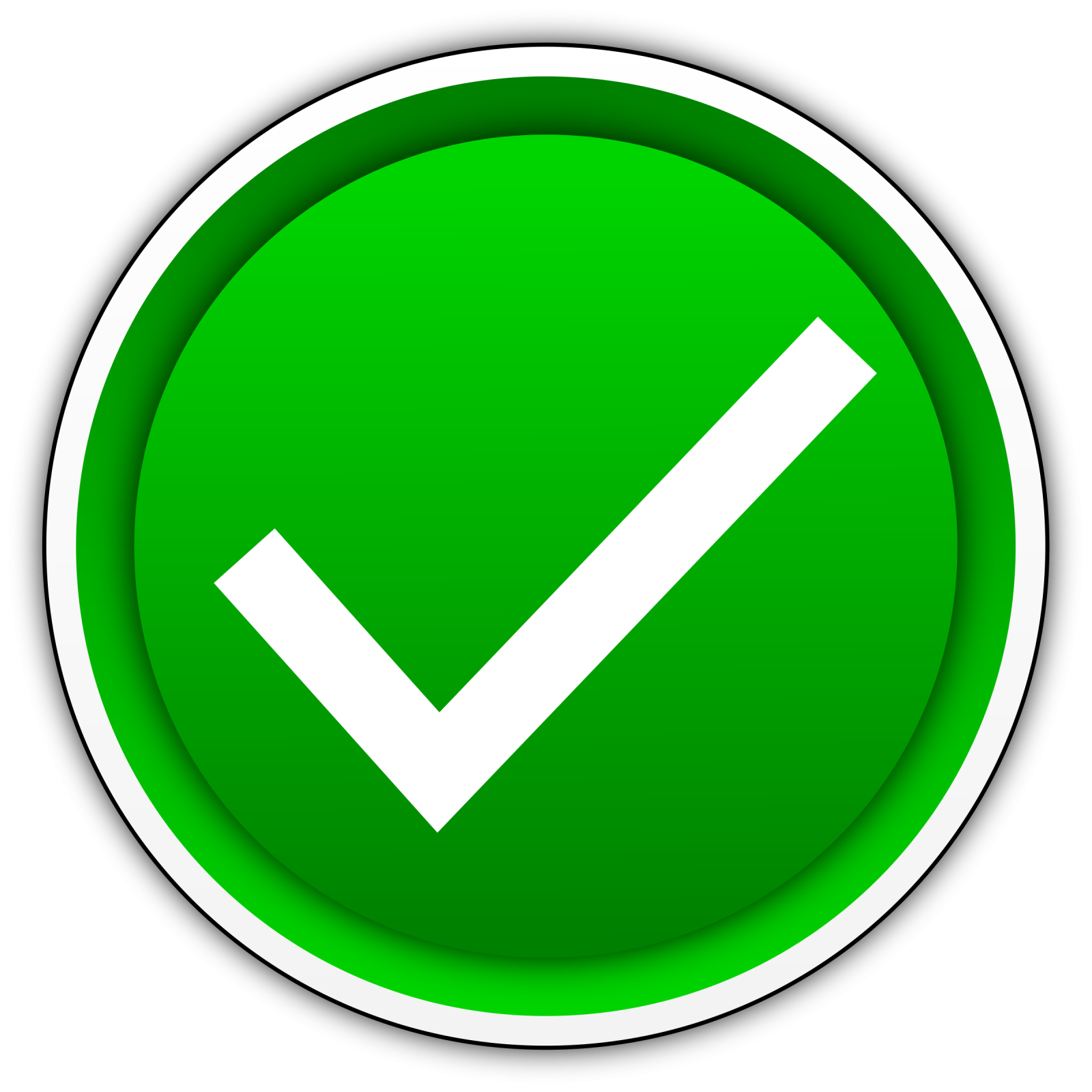 a green button with a check mark on it