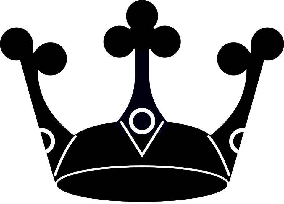 a black and white silhouette of a crown