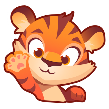 a cartoon tiger with big eyes