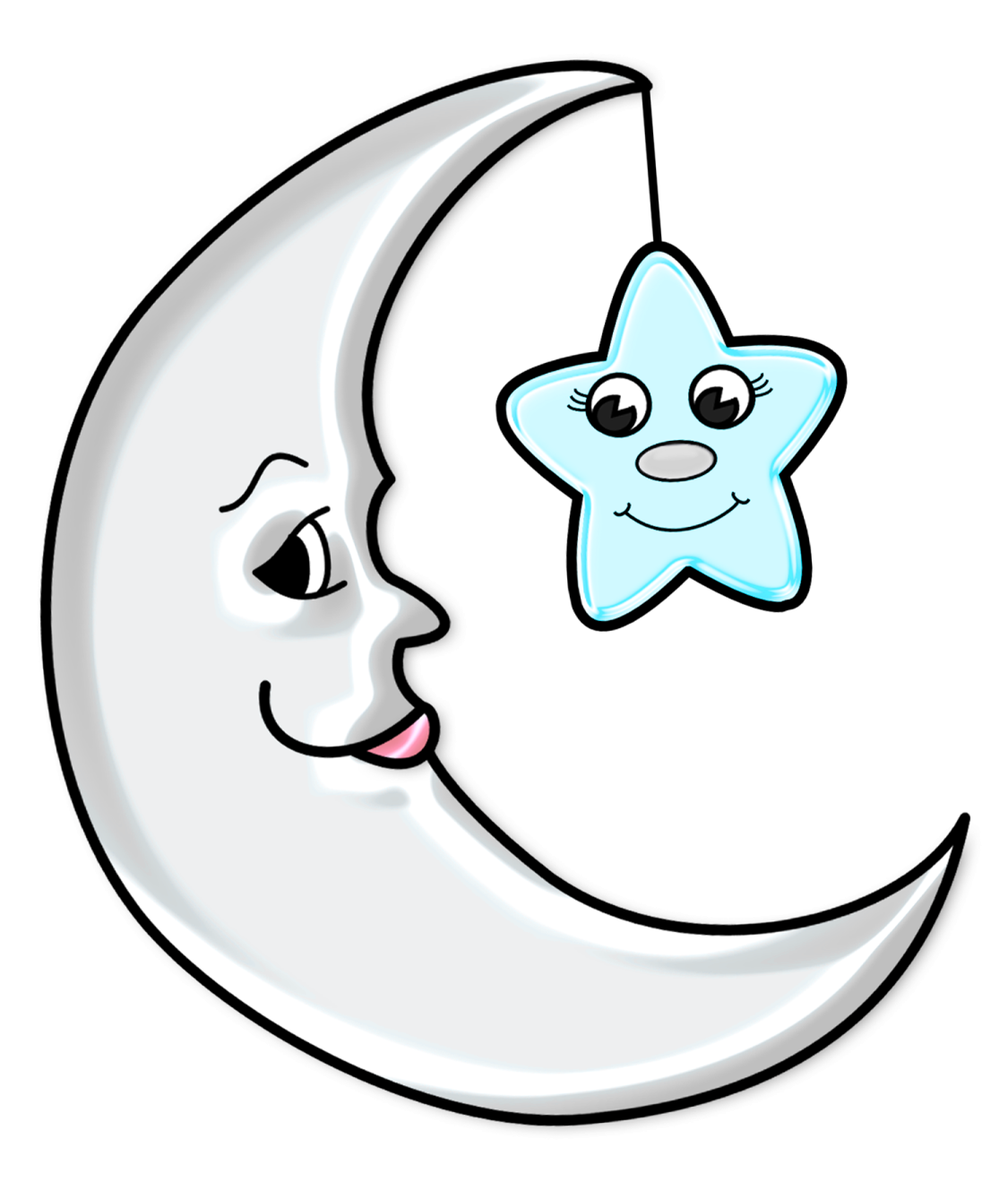 a cartoon moon with a smiling face
