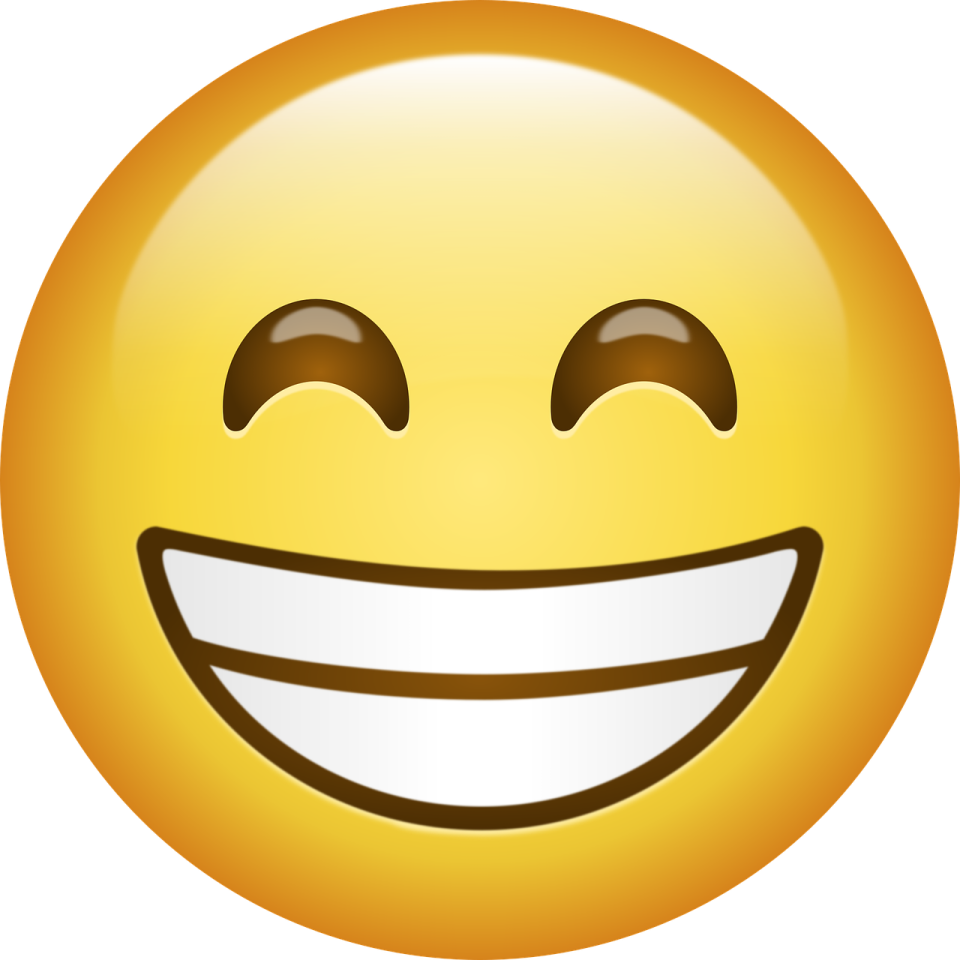 a smiley face with an open mouth