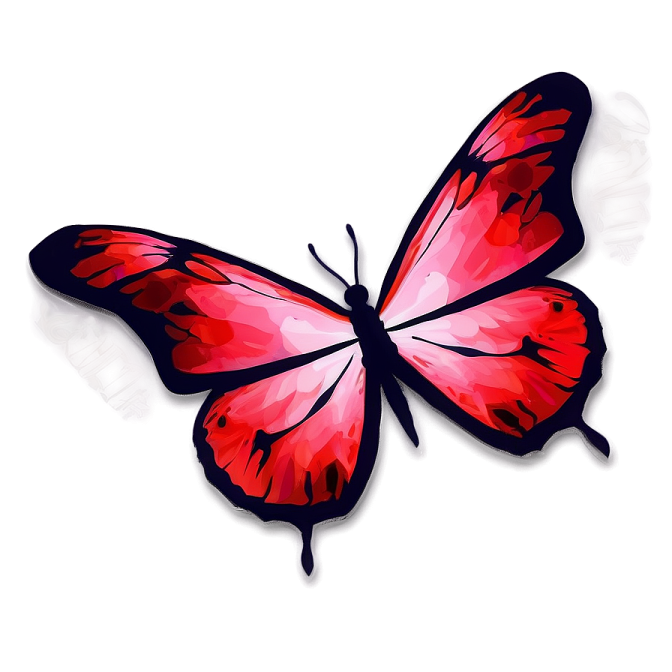 a red butterfly on a white background