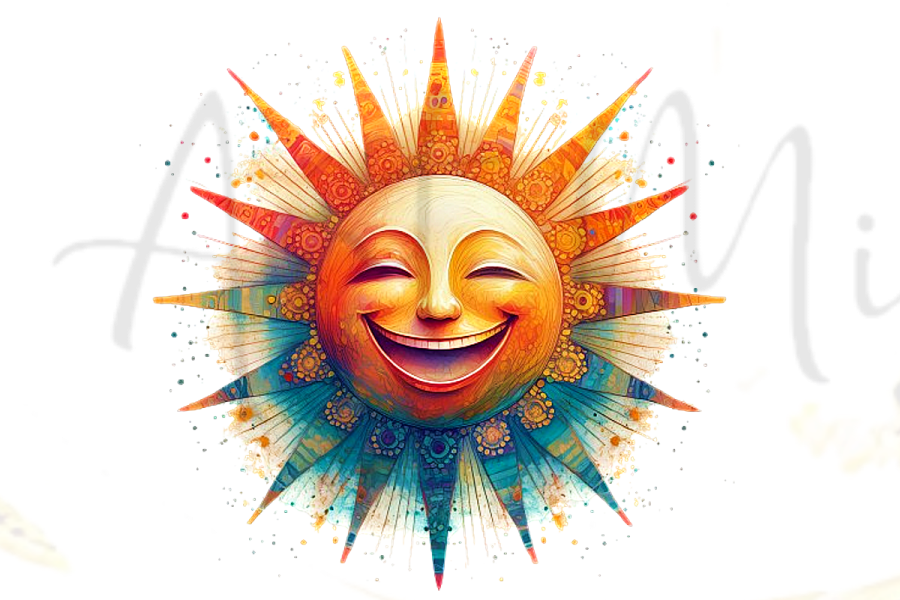 an illustration of the sun with a smiling face