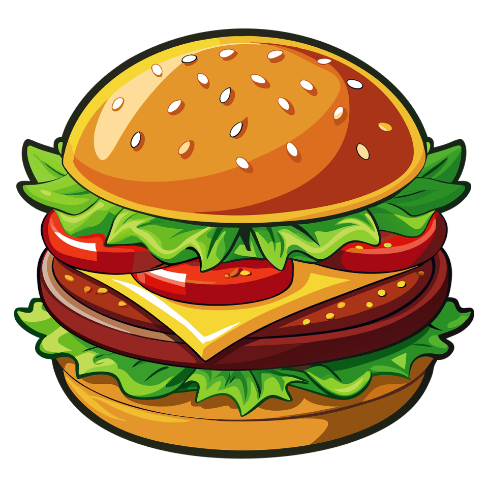 a hamburger with cheese and tomato on it