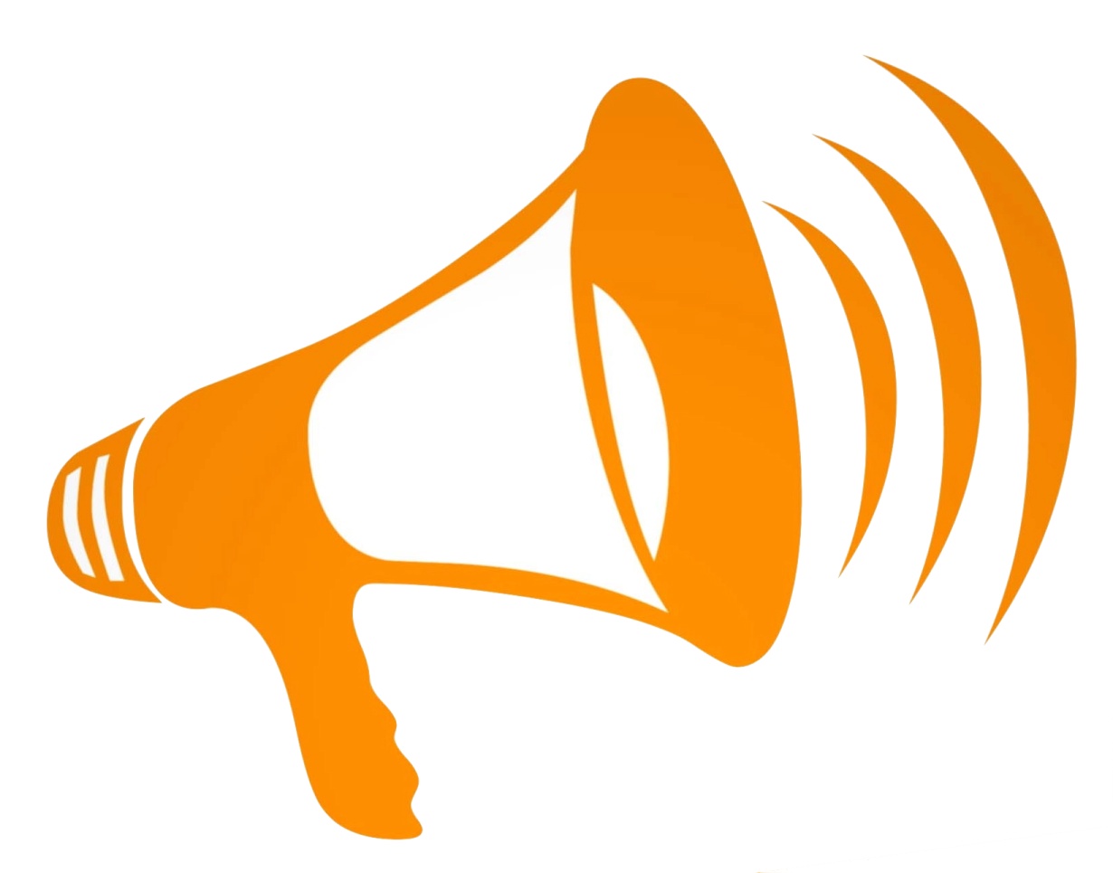 an orange megaphone with a white background
